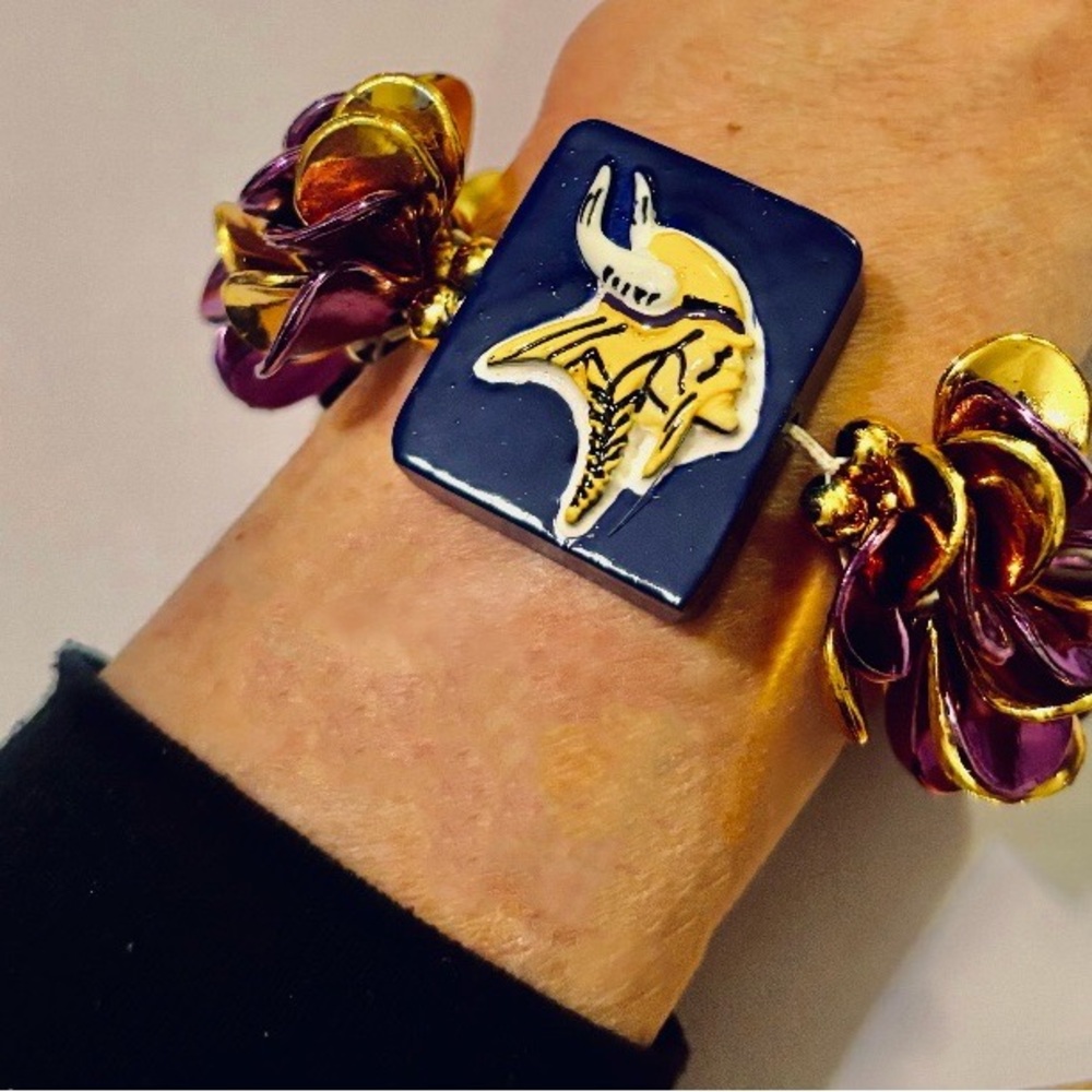 Vibrant Viking Bracelet with Gold and Purple Accents